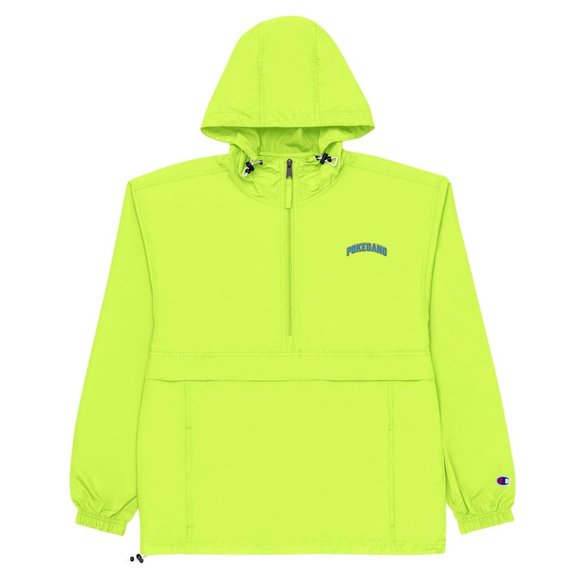 PokeGang x Champion Safety Green Half Zip Kangaroo Pocket Rain Resistant Jacket - Picture 1 of 1